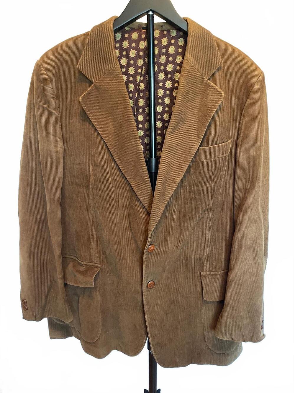 Vintage 70s Camel Brown Corduroy Sport Coat 46T Pattern Lined Blazer